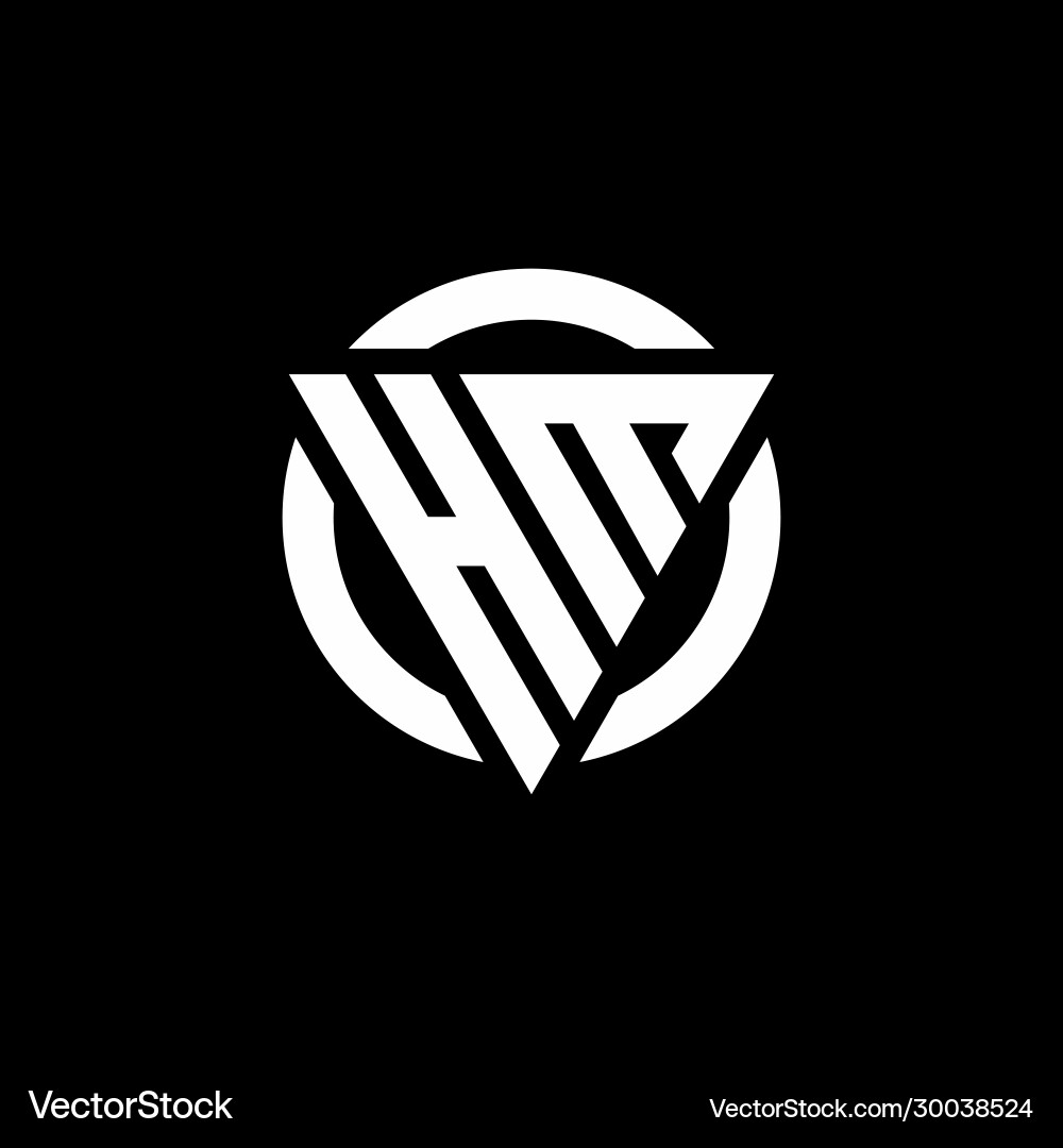 Hm logo with triangle shape and circle rounded Vector Image