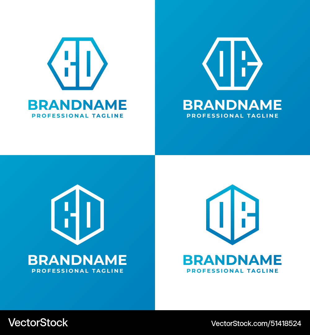 Letters bd and db hexagon logo set suitable Vector Image