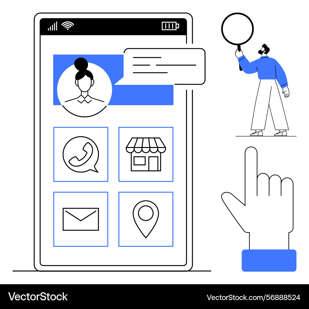 Mobile interface with icons chat bubble user Vector Image