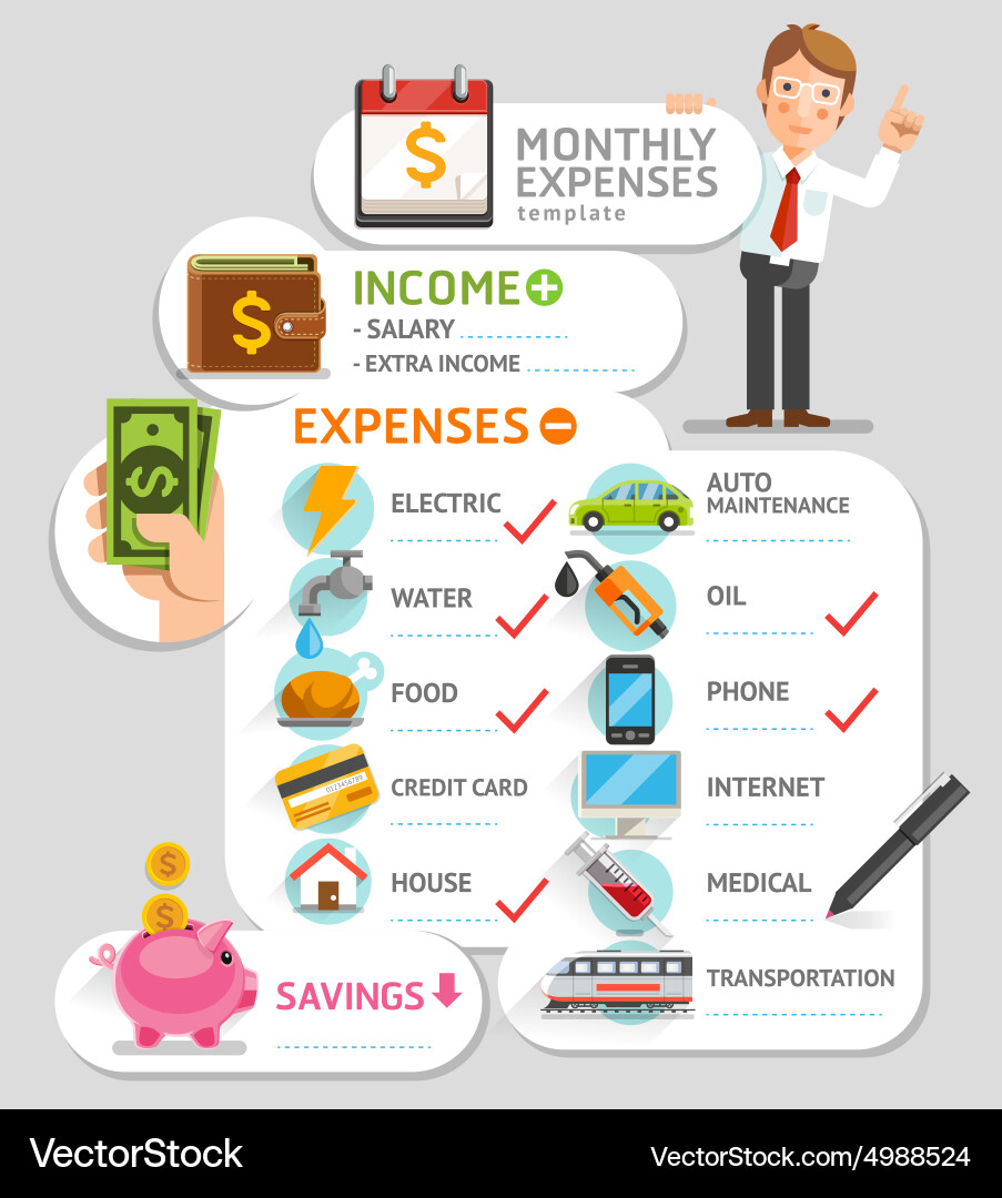 monthly-expenses-template-royalty-free-vector-image