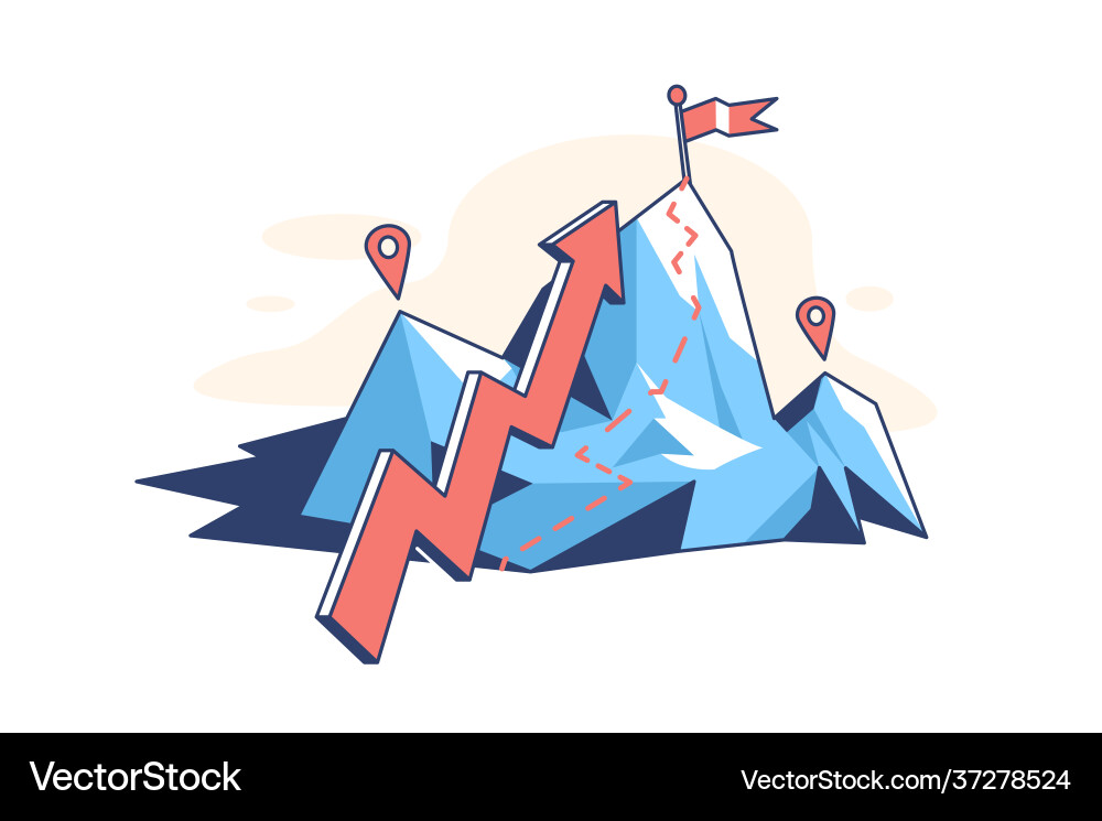 Mountain with arrow pointer Mountain with arrow pointer vector image
