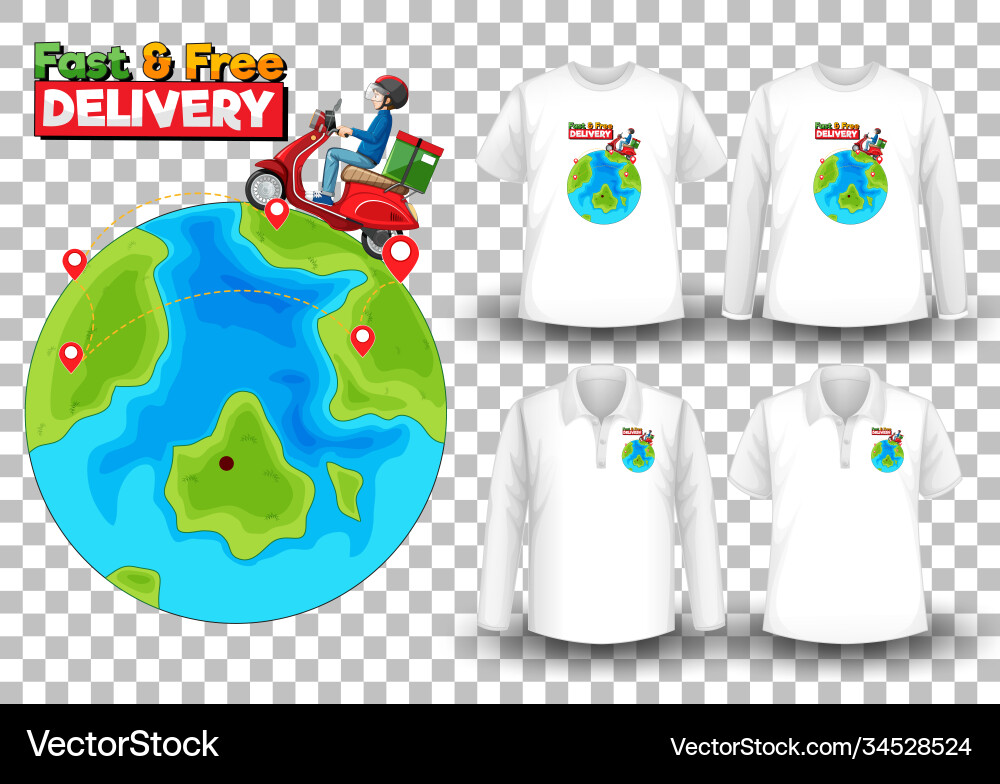 Set mockup shirt with delivery theme Vector Image