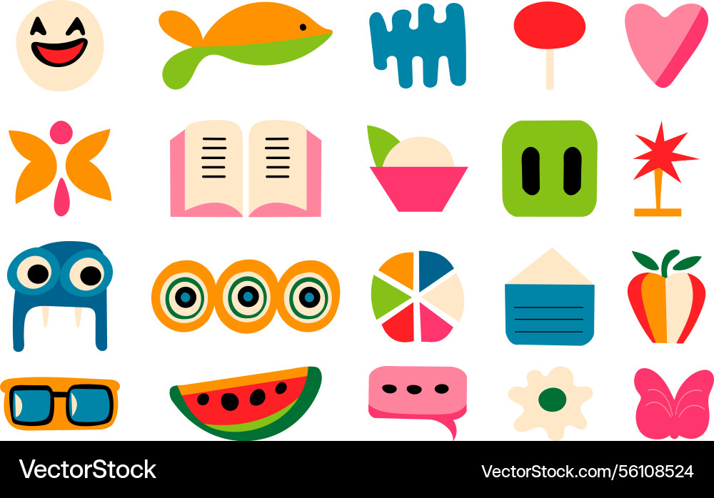 Set of simple shapes and elements in doodle style Vector Image