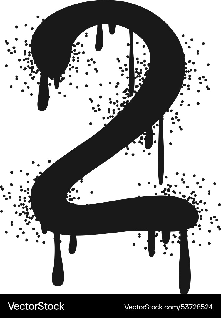 Two number with dripping black paint font shape vector image