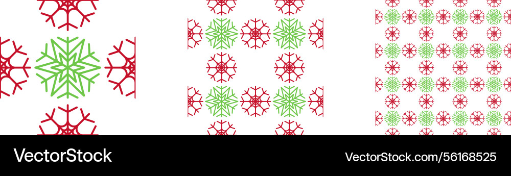 Abstract seamless pattern set snowflakes red vector image
