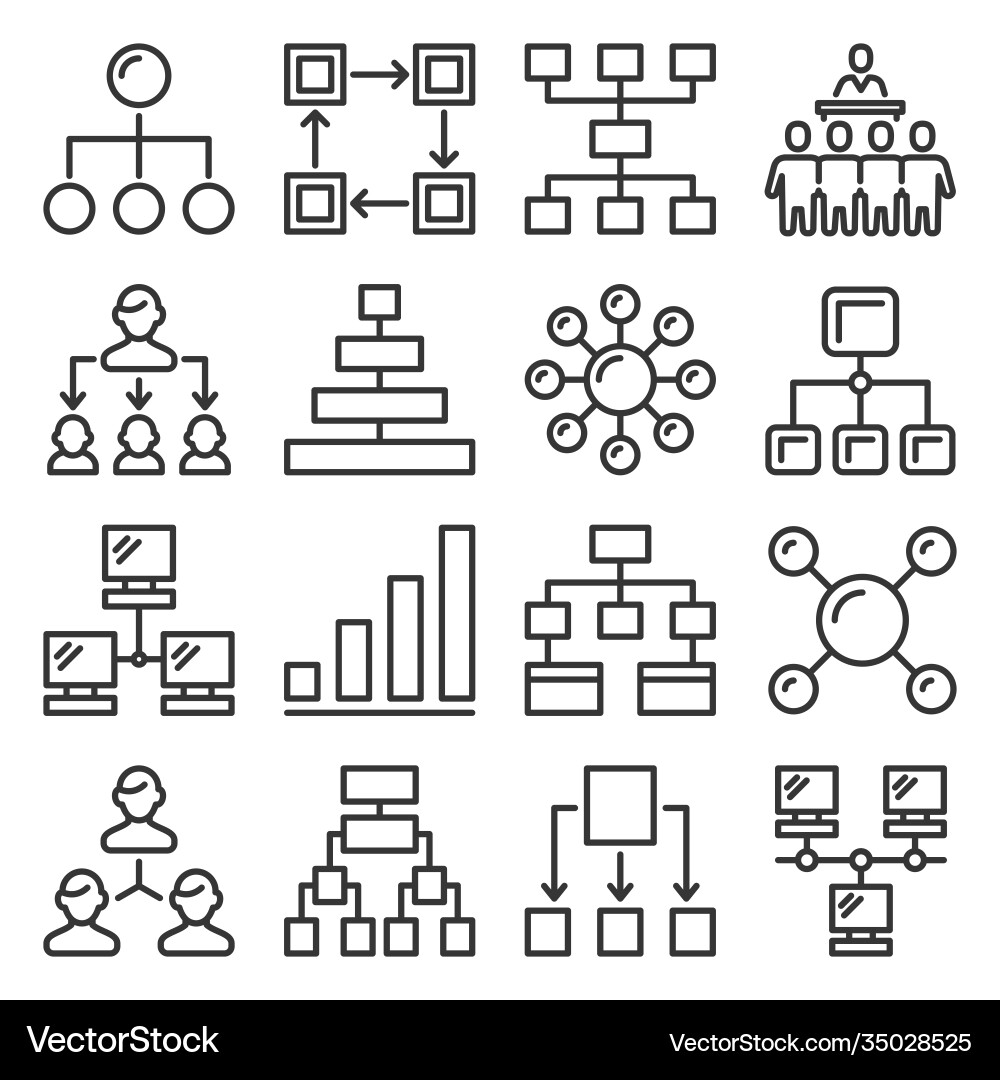 Business Hierarchy Icons - Structure Set vector image
