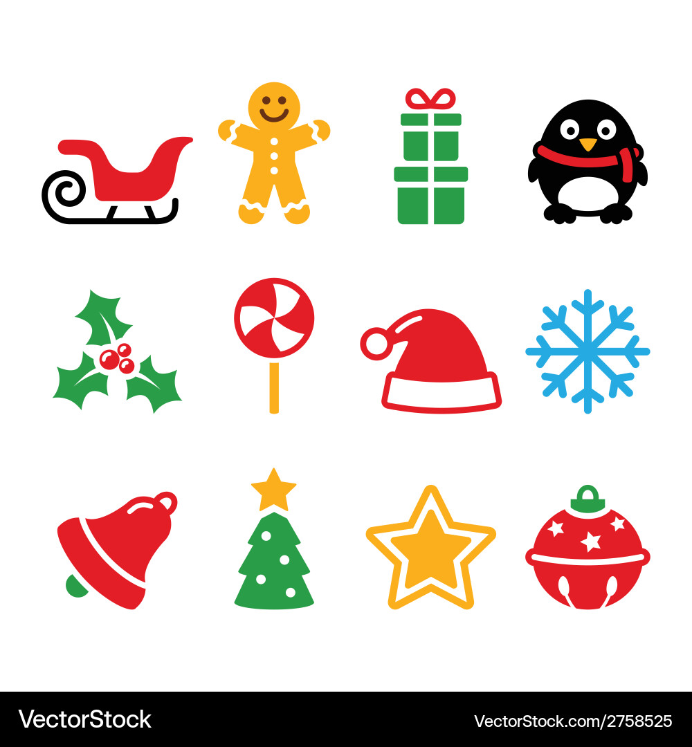 Christmas Icon Set - Festive Holiday Vector Image