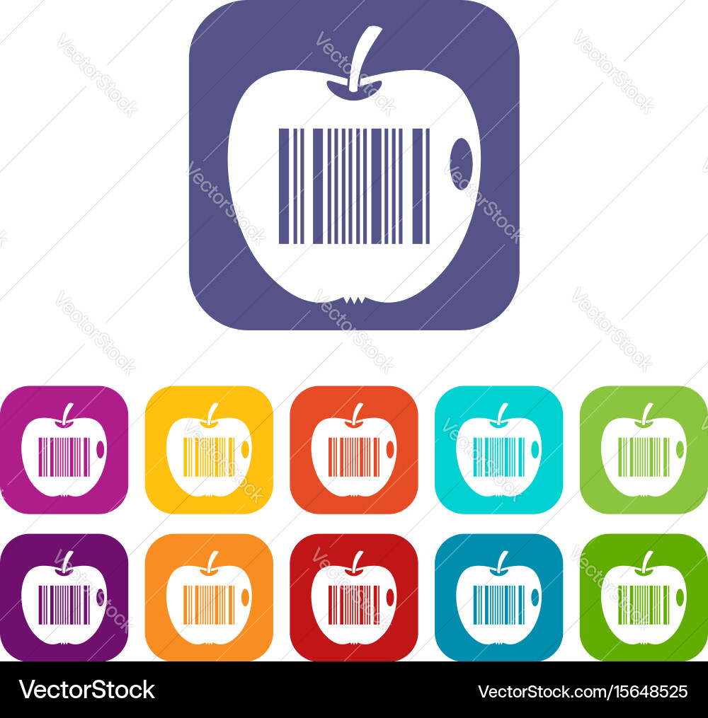 Code to represent product identification icons set vector image