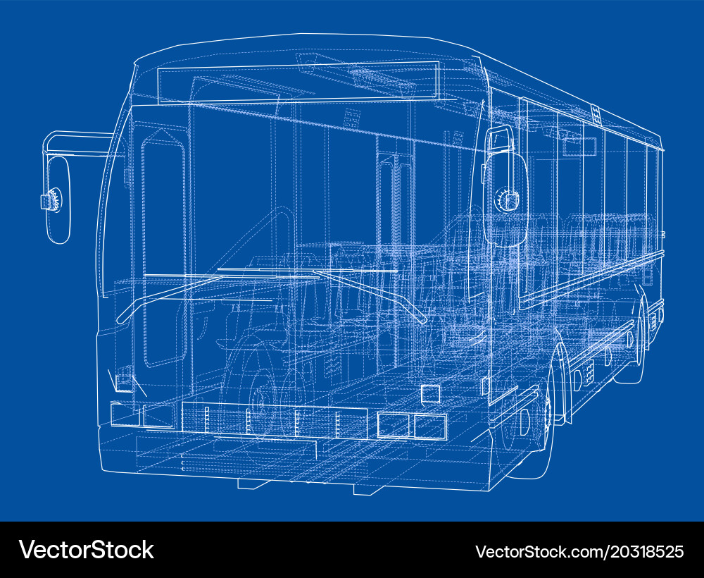 Concept city bus rendering of 3d vector image