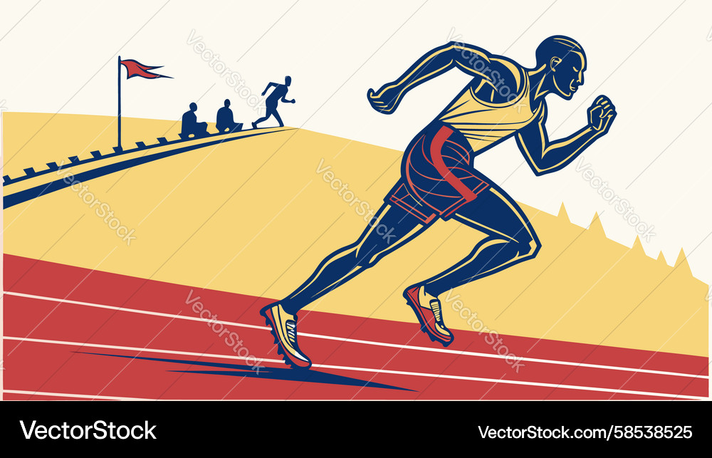 Dynamic Sprint Runner on Track Vector Image