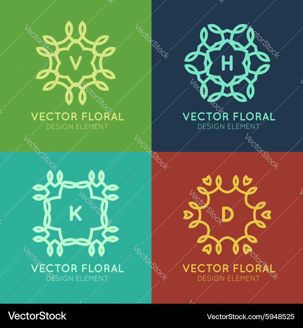 Line frames design elements vector image