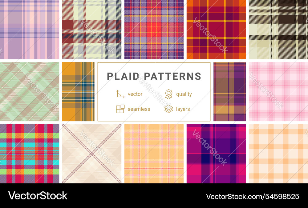 Plaid pattern set with rustic charm ideal Plaid pattern set with rustic charm ideal vector image