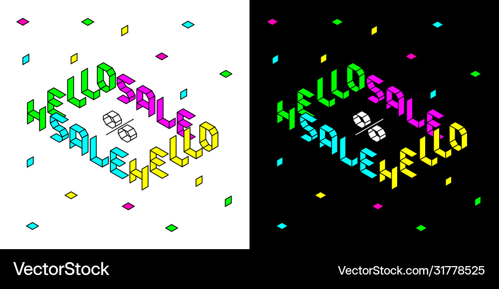 Sale banner isometric shapes in space trendy Vector Image