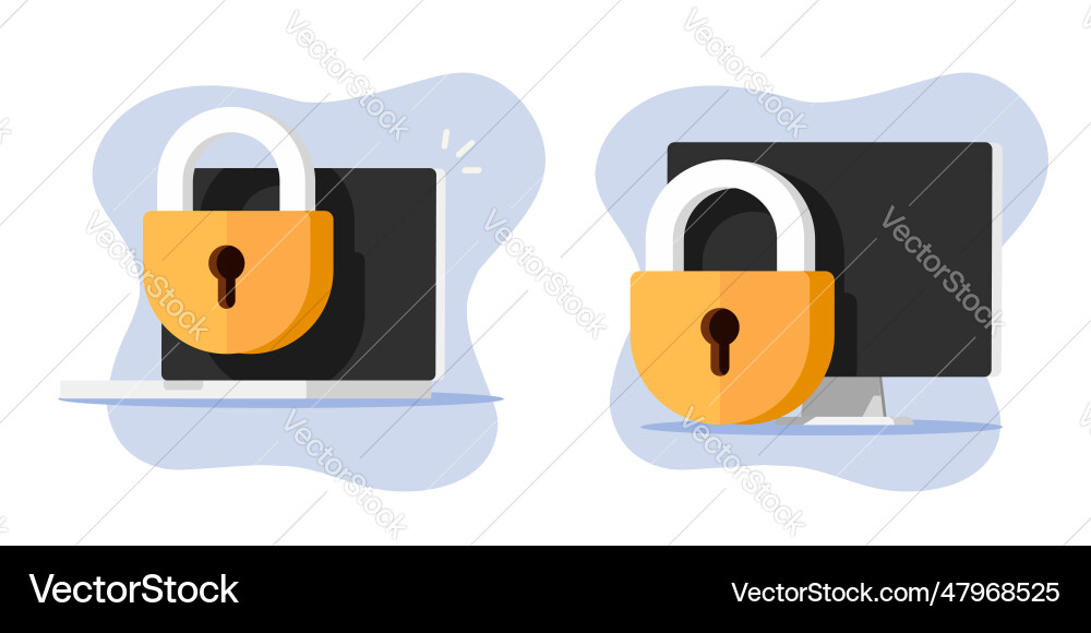 Secure lock cyber on computer pc online icon 3d Secure lock cyber on computer pc online icon 3d vector image