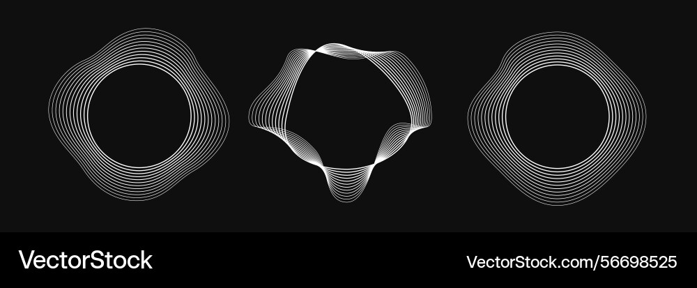 Set of round curved frames with dynamic wavy Vector Image