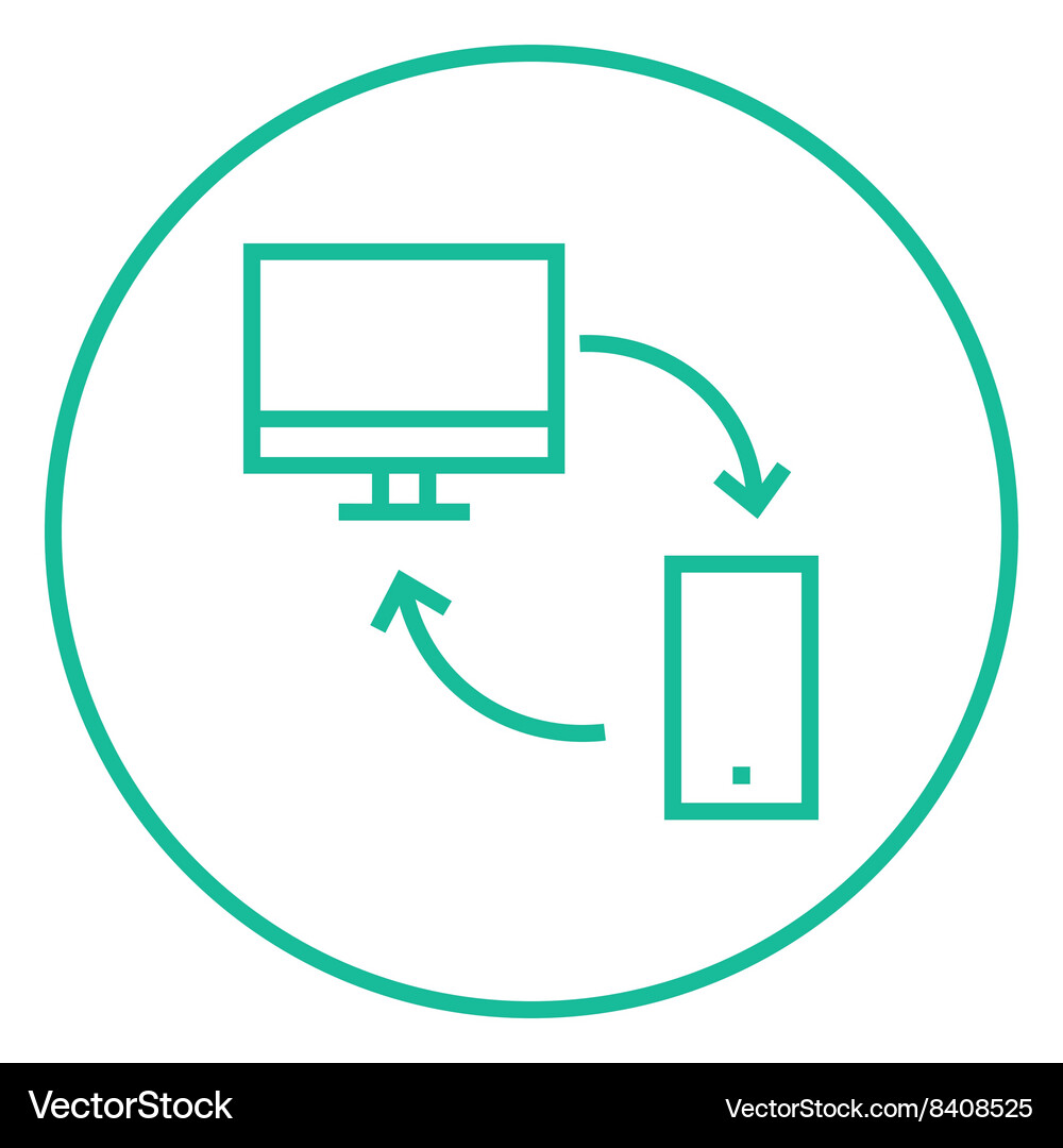 Synchronization computer with mobile device line Vector Image