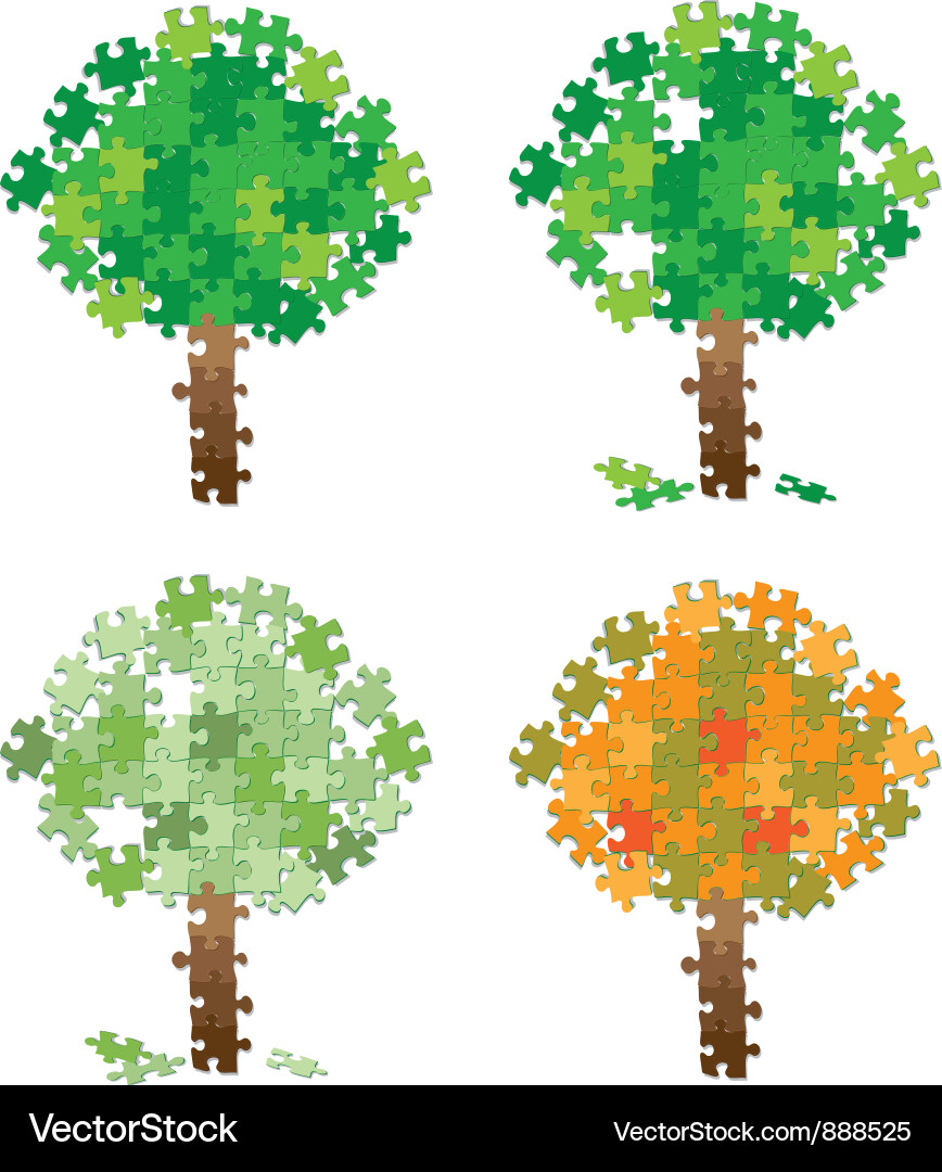Tree Puzzle Collection Vector Image