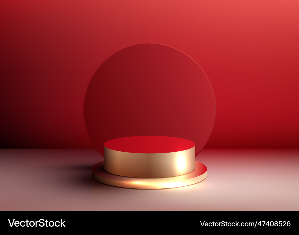 3d realistic empty red and gold podium platform 3d realistic empty red and gold podium platform vector image