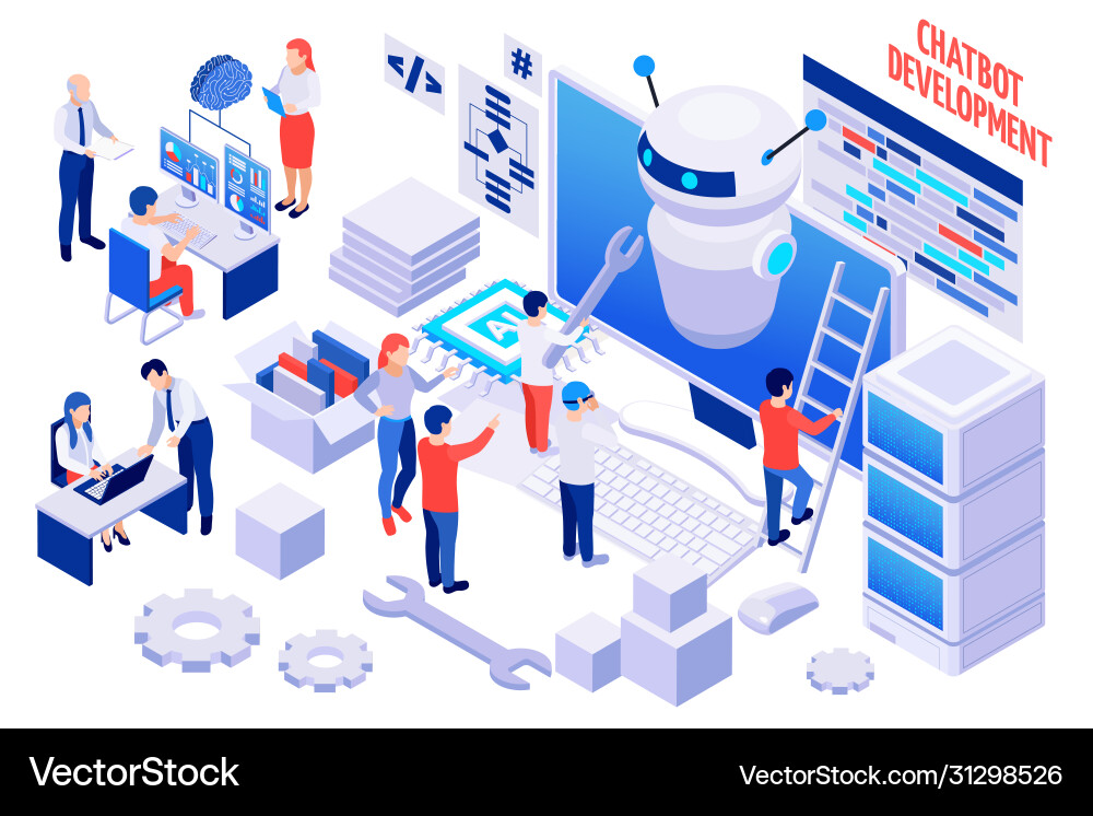 Chatbot Development & Communication vector image