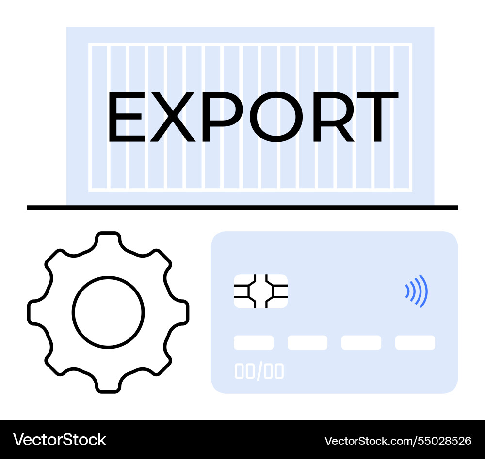 Export process with cargo container payment card Vector Image