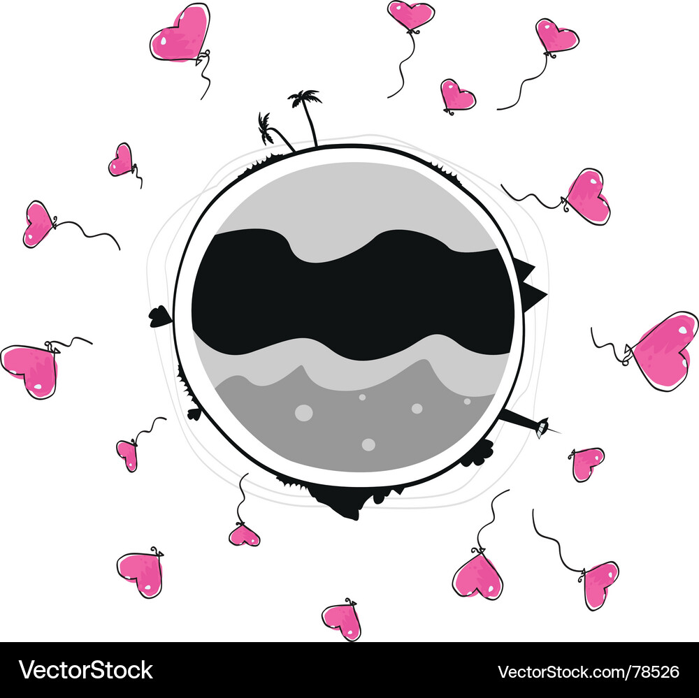 Globe with heart Vector Image