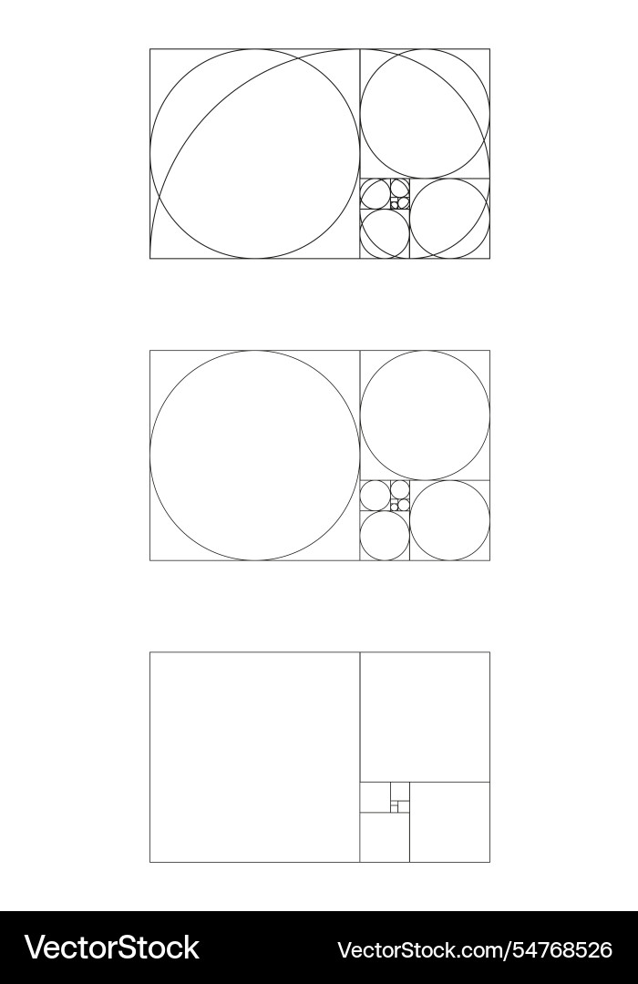 Goldenes Verhältnis Vorlage fibonacci Array Zahlen vektorbild