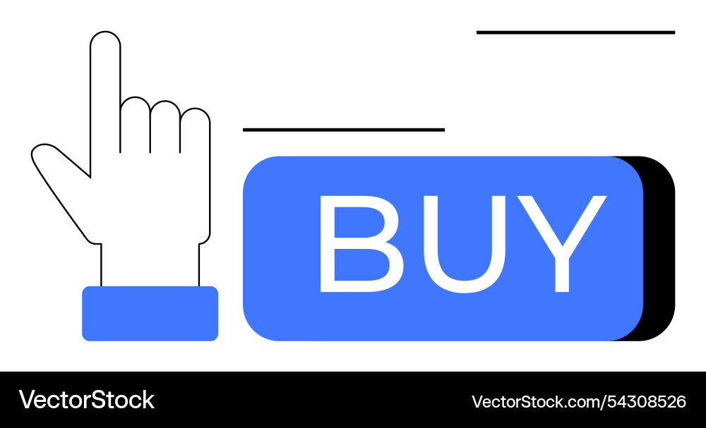 Hand cursor hovering over blue buy button Hand cursor hovering over blue buy button vector image