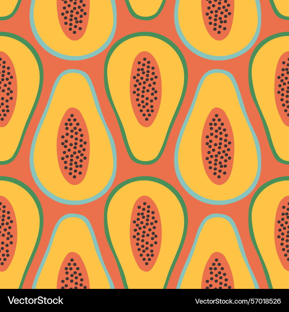 Papaya summer pattern on red background simple Papaya summer pattern on red background simple vector image