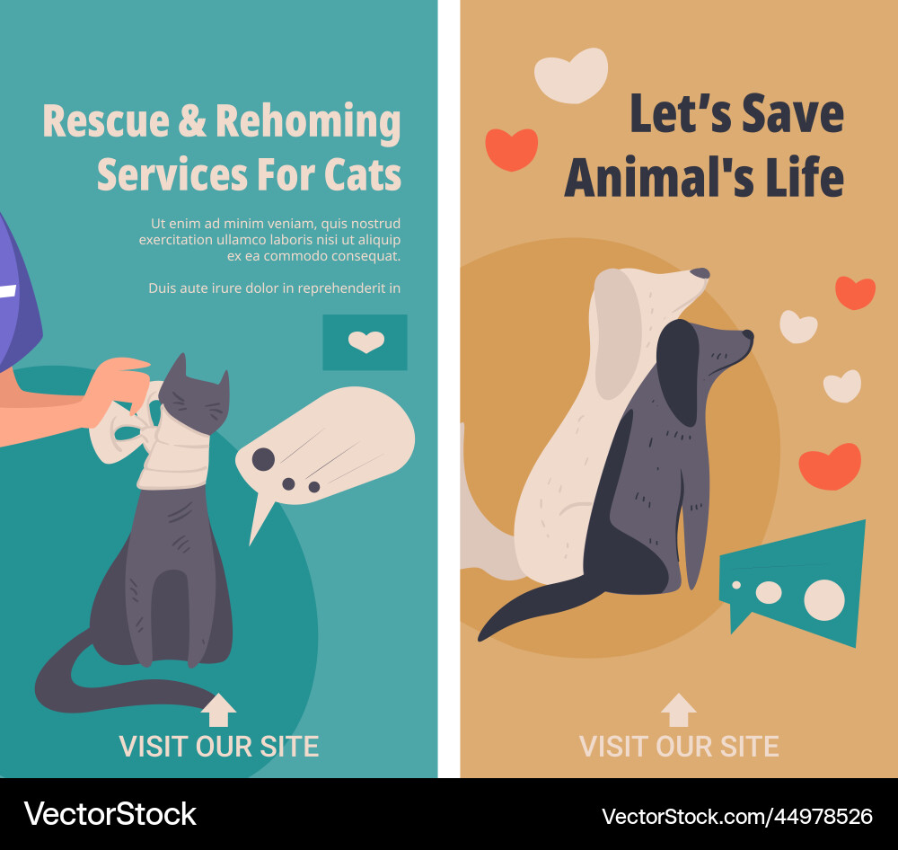 Rescue and rehoming services for cats banners Rescue and rehoming services for cats banners vector image