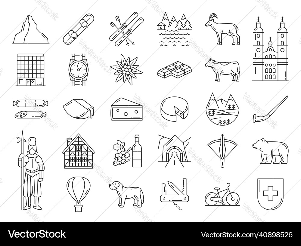 Swiss Landmarks & Symbols Vector Image