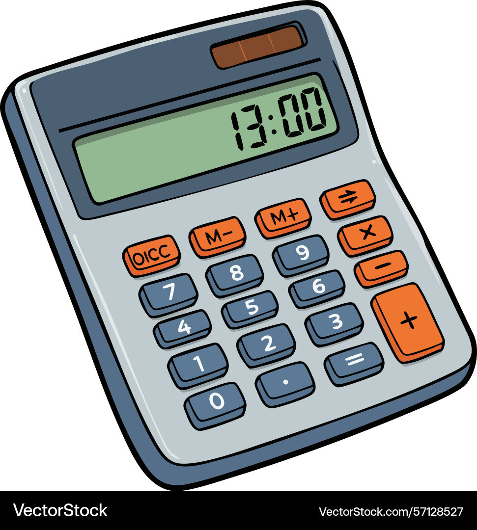 Calculator device with digital screen and numeric Vector Image