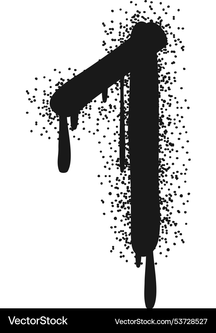 Grungy one shape with dripping paint number vector image