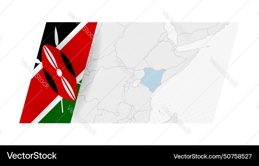Kenya map in modern style with flag vector image