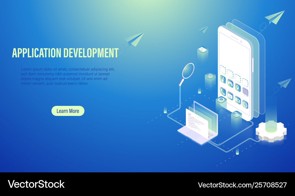 Mobile application development and program coding Mobile application development and program coding vector image