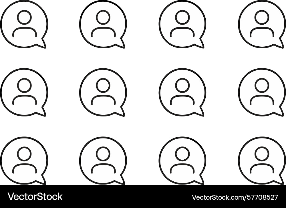 Outline of multiple user icons within speech Outline of multiple user icons within speech vector image