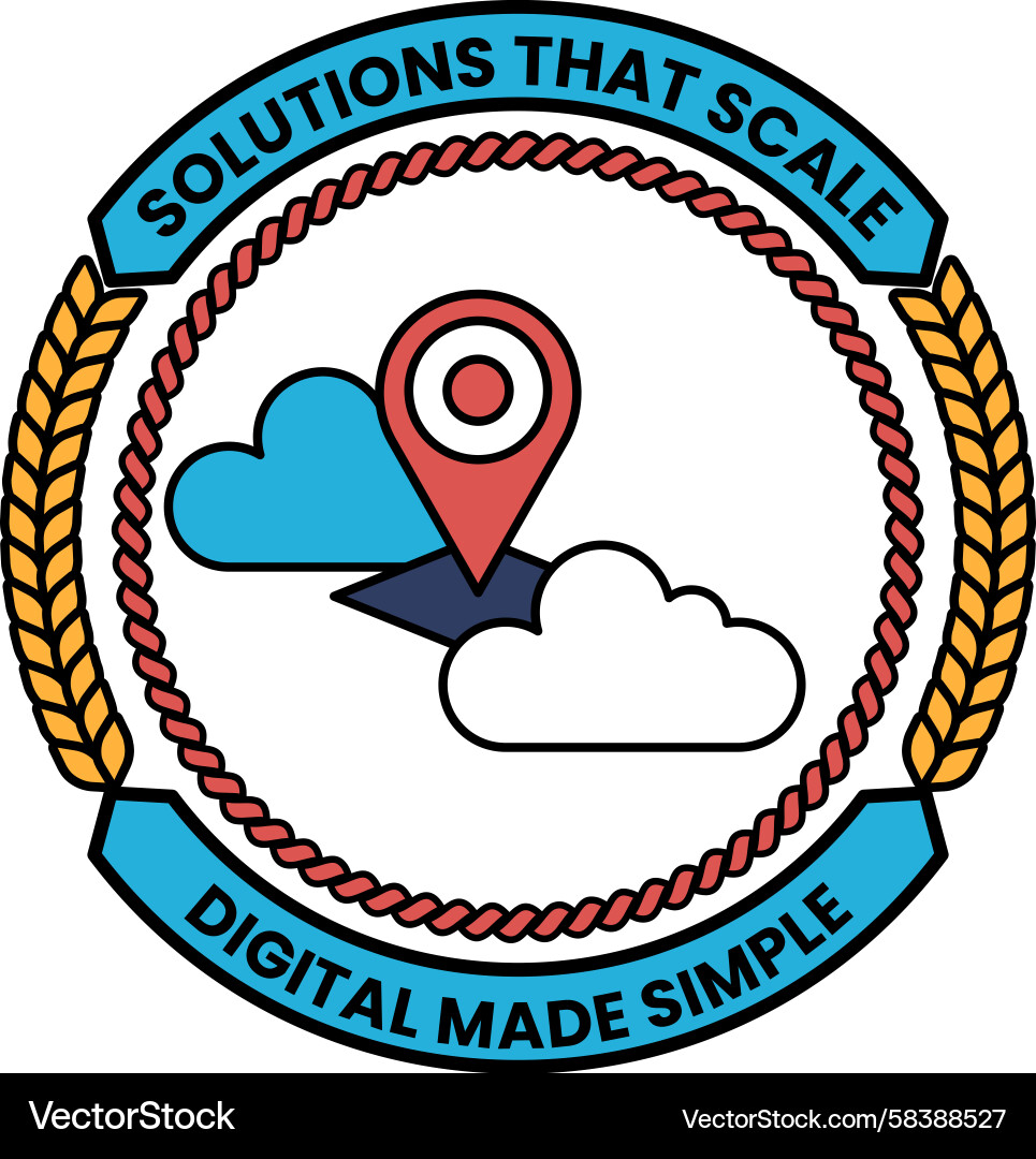 Scalable Solutions Logo - Map & Clouds Vector Image