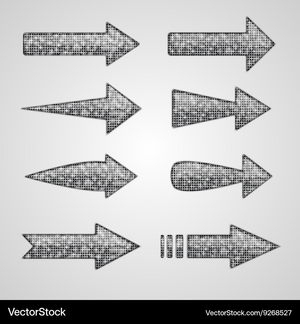 Silver arrows with elements of sequins Vector Image