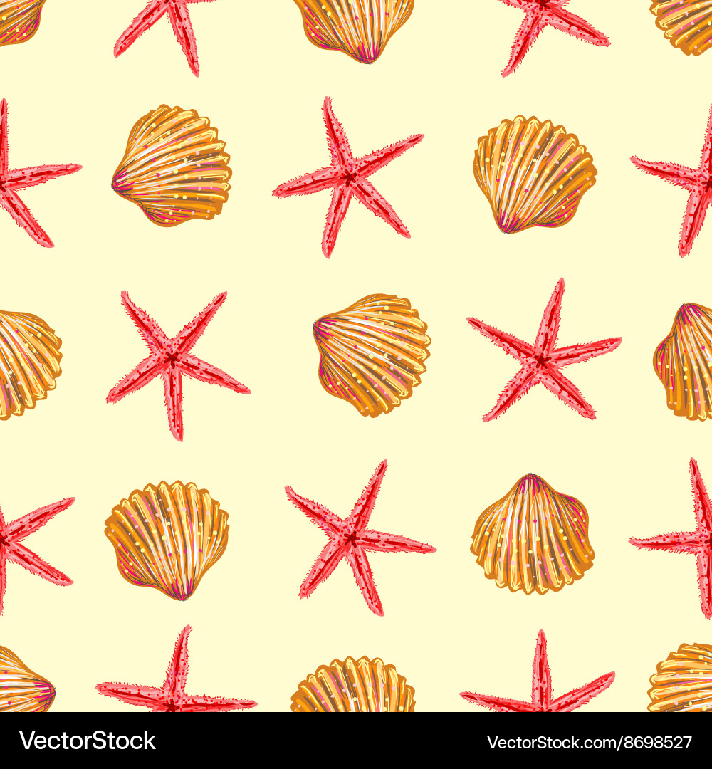 Starfish Seashell Pattern Vector Image
