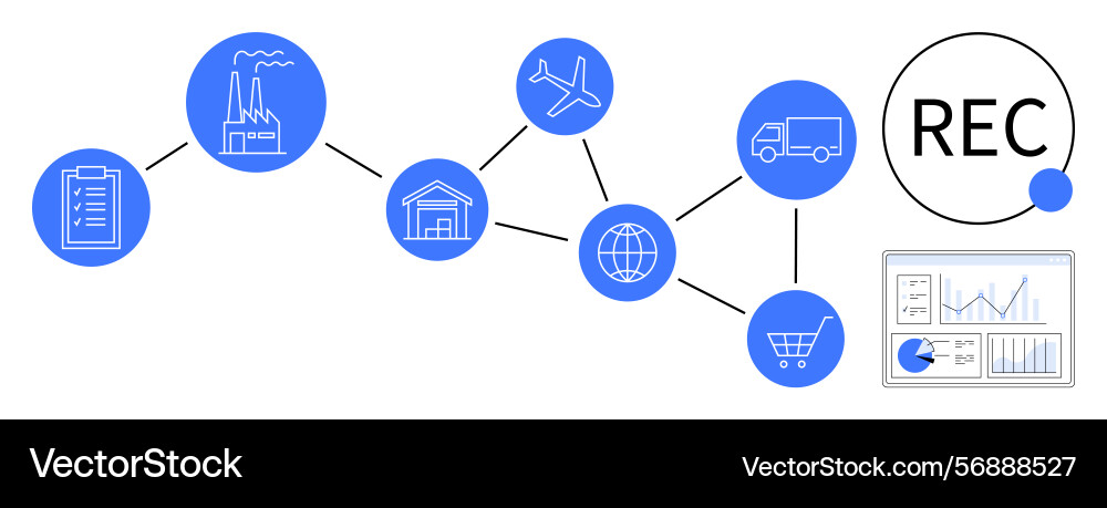 Supply chain process with data analytics Vector Image