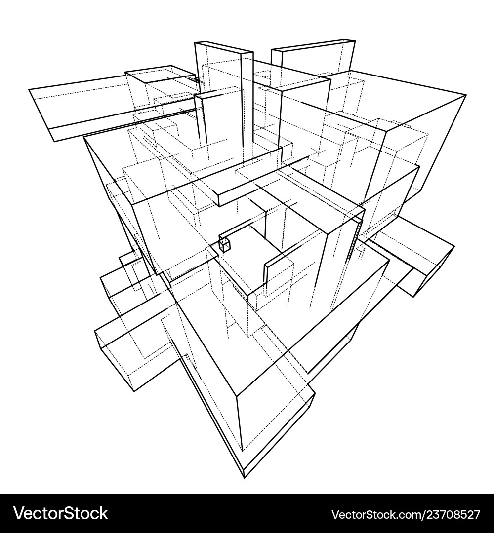 Wireframe Boxes - Sketch Style Vector Image