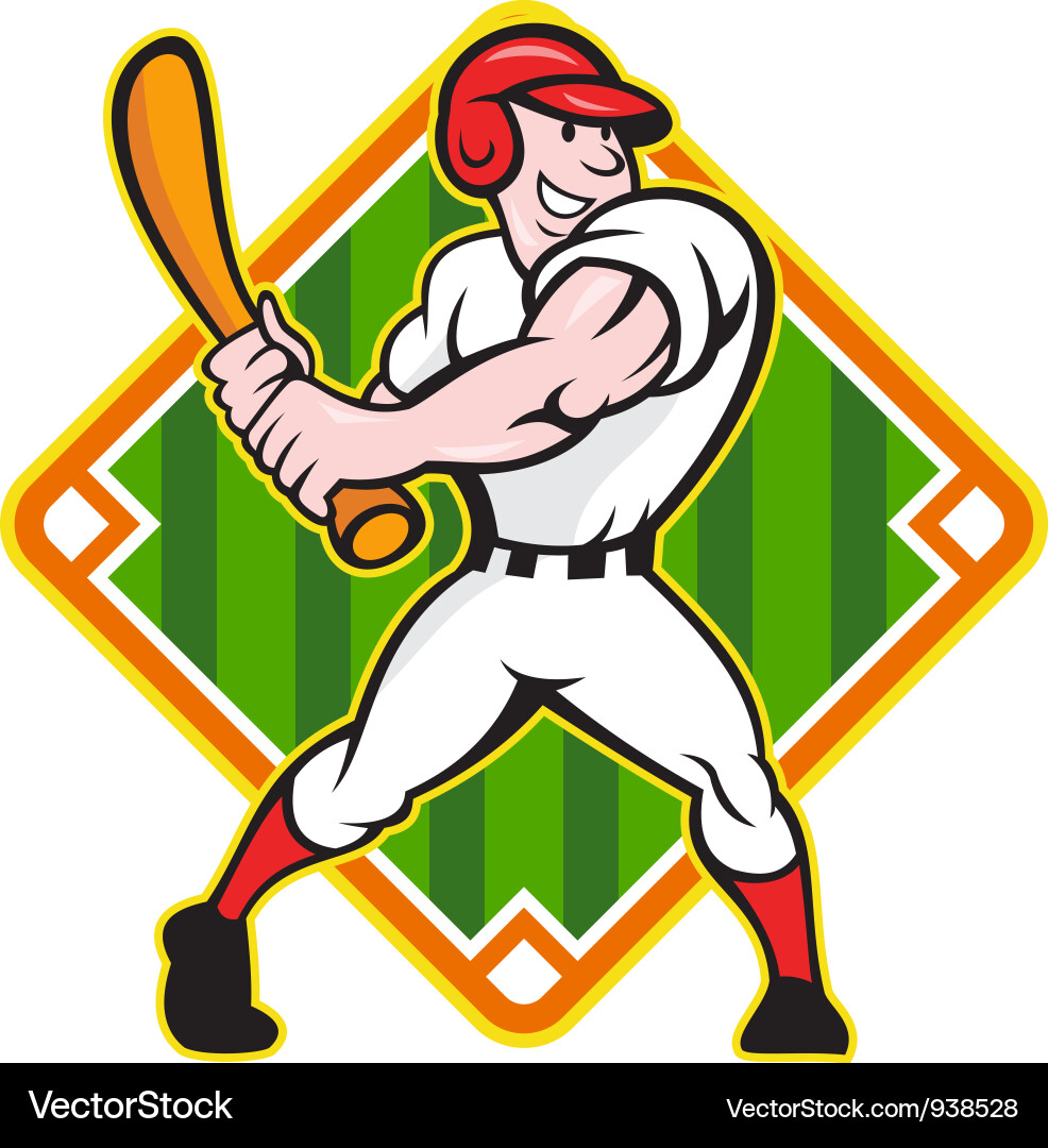 Cartoon Baseball Player Bating Vektorbild