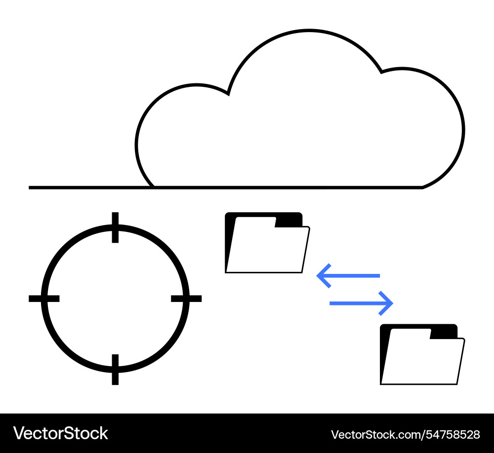 Cloud storage concept with data transfer folders Cloud storage concept with data transfer folders vector image