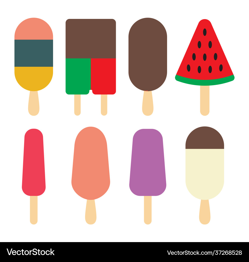 Eis Sammlung flache Ikonen Eis Sammlung flache Ikonen vektorbild