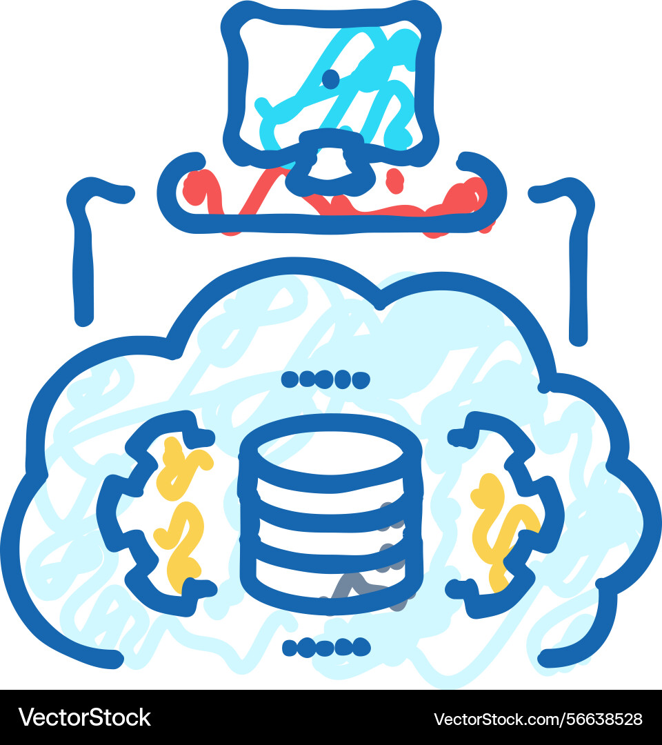 Serverless architecture software icon doodle Serverless architecture software icon doodle vector image