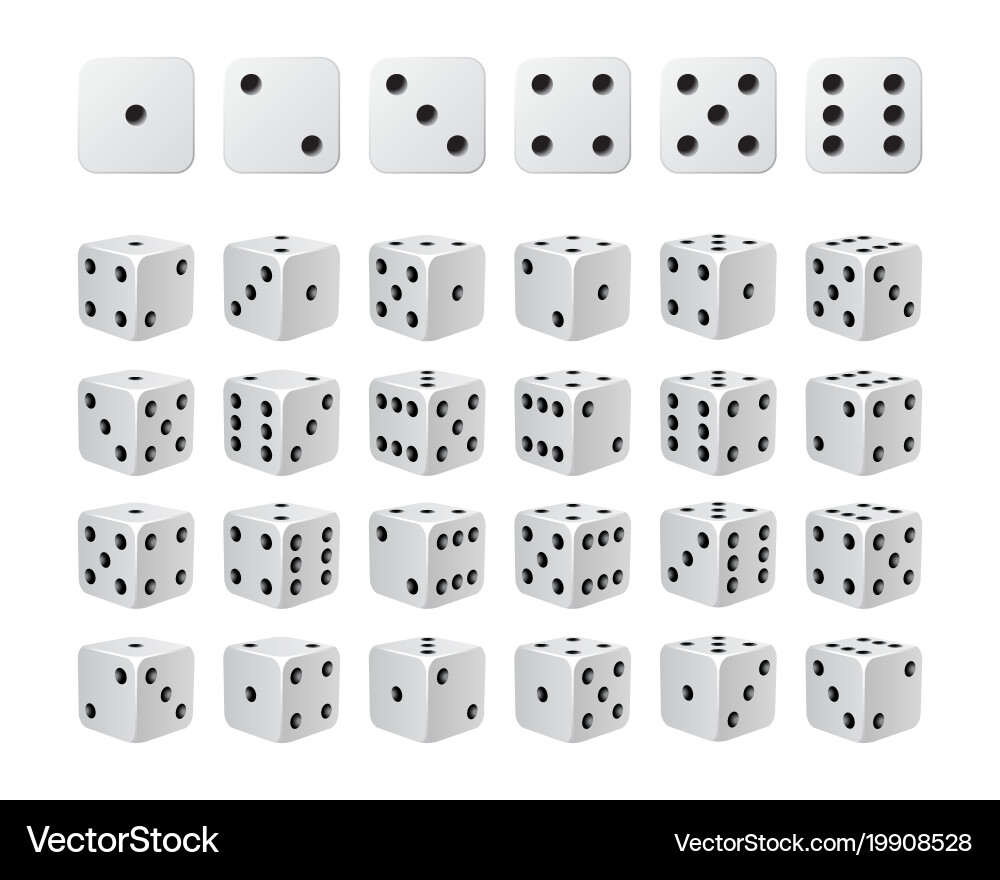 Set of 24 icons dice in all possible turns vector image