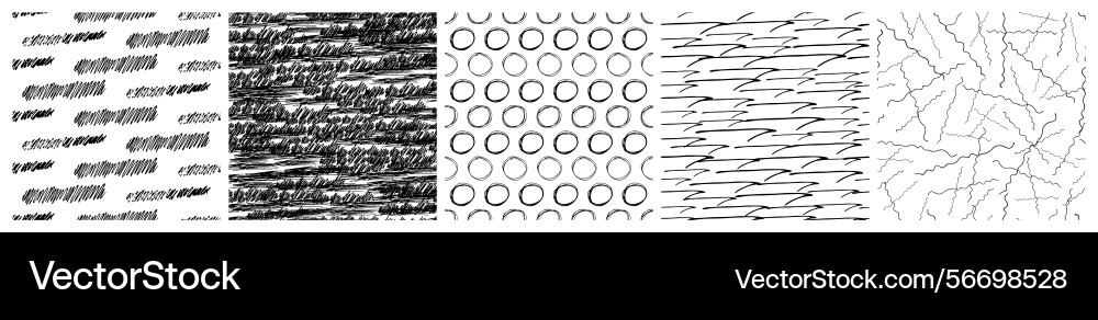 Set of seamless patterns with scribble smears Set of seamless patterns with scribble smears vector image
