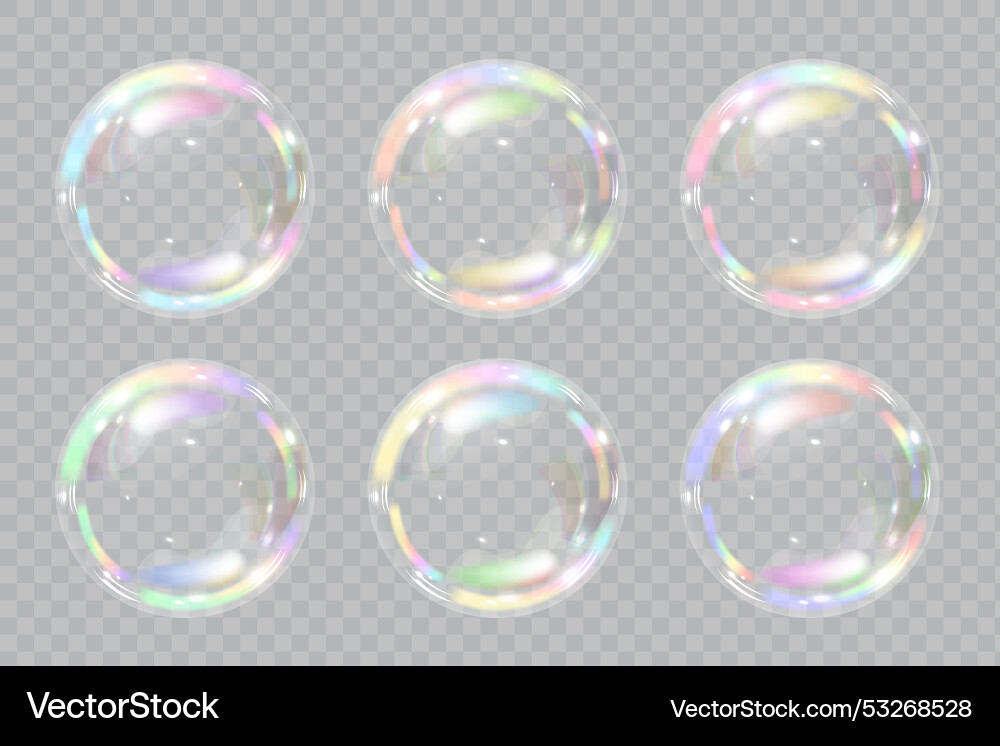 Soap bubbles colored spectrum on a transparent Soap bubbles colored spectrum on a transparent Vector Image