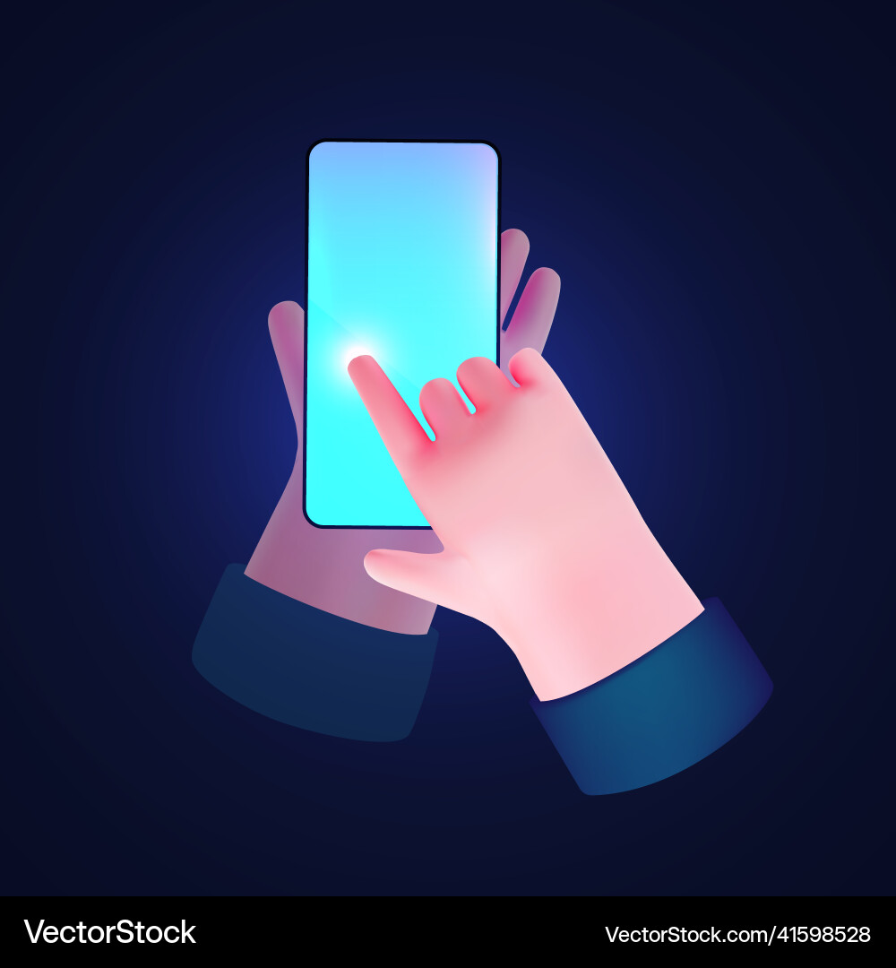 Touch scteen hand tapping with index finger Touch scteen hand tapping with index finger vector image