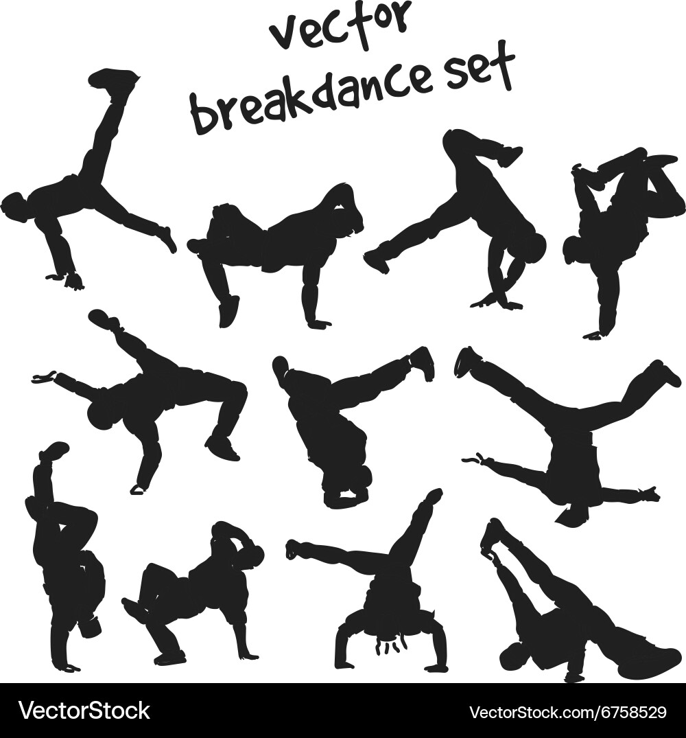 Breakdancing Silhouettes Vector Image