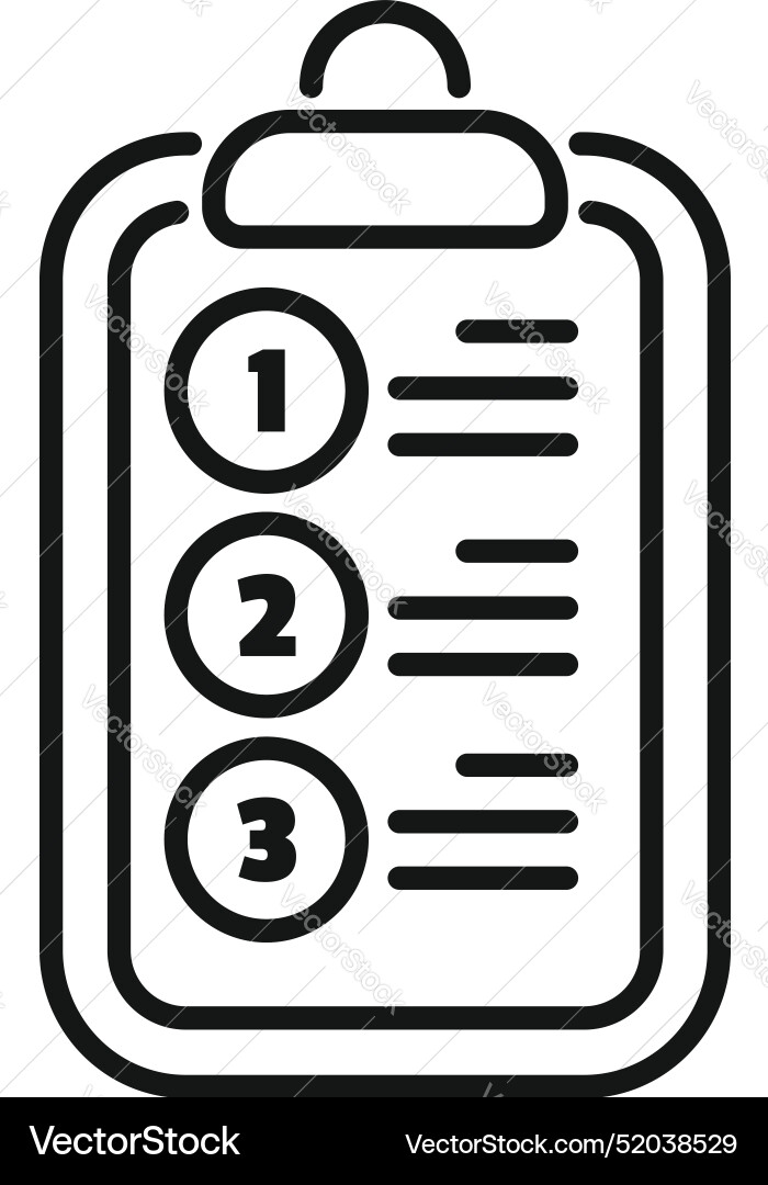 Clipboard showing checklist with numbers one two Clipboard showing checklist with numbers one two vector image